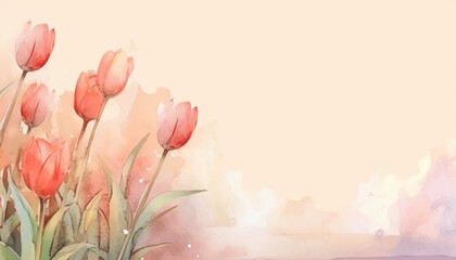floral watercolor background cream tulip flower	