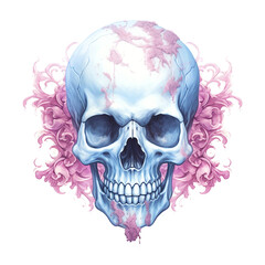Fototapeta premium Watercolor pastel purple Halloween skull
