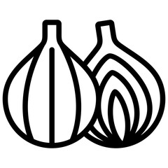 red onion icon illustration design with outline
