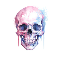 Watercolor pastel purple Halloween skull