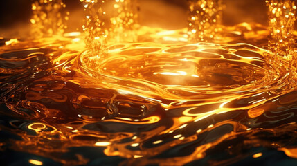 A bubbling pool of liquid metal glowing with golden heat.