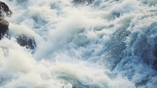 A close up of a raging river with turbulent water