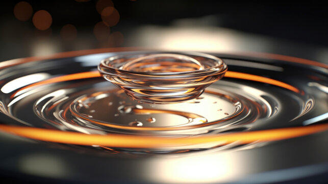 Steellike liquid metal in a petri dish, swirling with each tilt and movement.