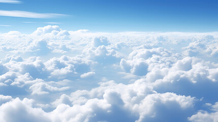 Fototapeta na wymiar A sea of majestic white cloud clumps spread evenly across the horizon.