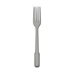 symbol fork cartoon. silver tableware, eat black, table cooking symbol fork sign. isolated symbol vector illustration