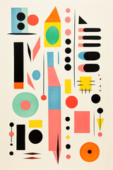 Set of Geometric Abstract Shapes in 60s Minimalism.