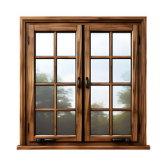 wooden window isolated on white background ,window cut out png ,generative ai