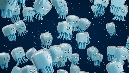Jellyfish Cartoon Patterns_Perspective View 02
( 3D Rendering , 3D Illustration )