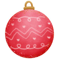 red christmas ball isolated on transparent background 