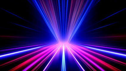 Colorful motion elements with neon led illumination. Abstract futuristic background. AI generated