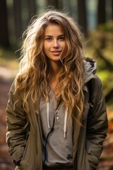 Woman Enjoying A Leisurely Stroll, Generative AI 