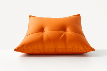 An Orange Cushion isolated on a white background.