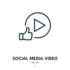 Social Media Video Icon. Multimedia, Player, Watch. Editable Stroke. Simple Vector Icon