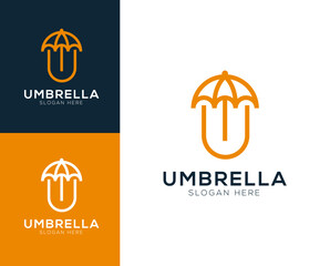 Initial letter U with umbrella logo design vector illustration inspiration