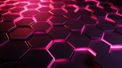 Abstract Background of hexagonal Shapes in magenta Colors. Geometric 3D Wallpaper
