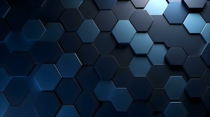 Abstract Background of hexagonal Shapes in navy Colors. Geometric 3D Wallpaper
