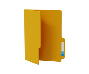 3D empty folder icon. Add files, document management concept, storage of information. 3d illustration
