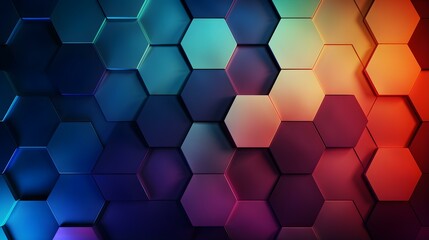 Abstract Background of hexagonal Shapes in multiple Colors. Geometric 3D Wallpaper
