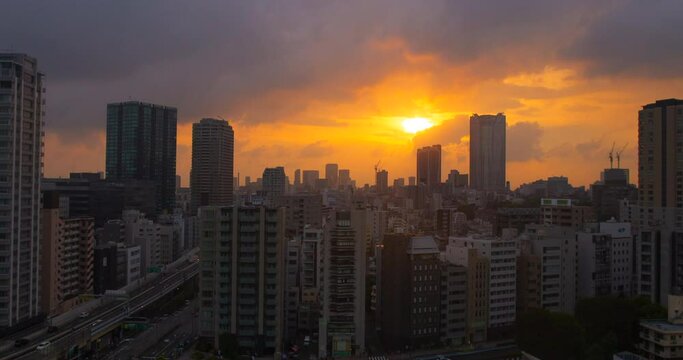 Tokyo City Sunrise Sunset Timelapse Clouds 4k
