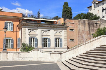 Spanish Steps View with Building Facades in Rome, Italy