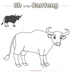 Coloring Page Banteng or Bull Cartoon