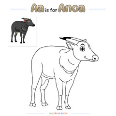 Coloring Page Anoa Cartoon