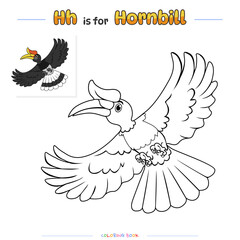 Coloring Page Hornbill bird Cartoon © 54 Design