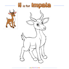 Coloring Page Impala Antelope Cartoon