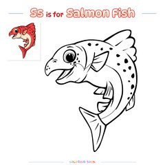 Coloring Page Salmon Fish Cartoon