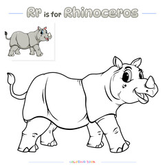 Coloring Page Rhinoceros Cartoon