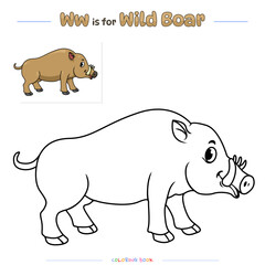 Coloring Page Wild Boar Cartoon