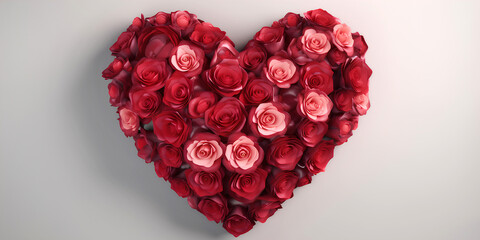 Red roses in the shape of heart