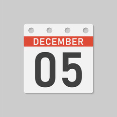 Icon page calendar day - 5 December