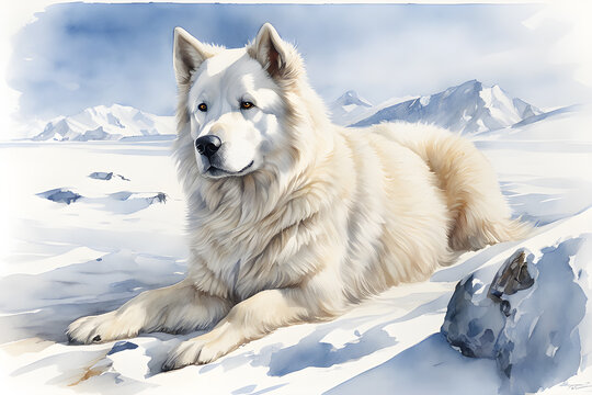 argentine polar dog watercolor trending
