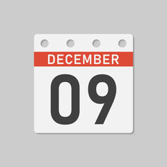 Icon page calendar day - 9 December