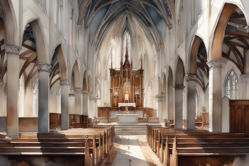 Fototapeta premium church highly detailed uhd drawing pen and ink