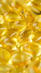 Fototapeta premium Yellow softgel capsule Vitamins Omega 3 or fish oil