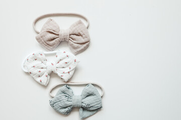 Set of handmade head bows isolated on white background