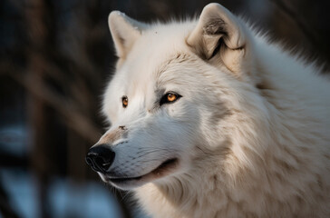 White polar wolf close-up, portrait