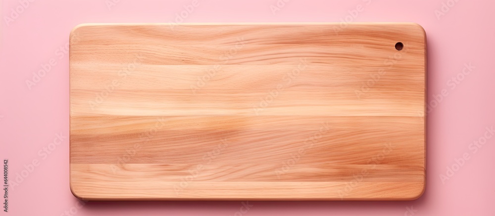 Poster Close up cutting board on a isolated pastel background Copy space with Path