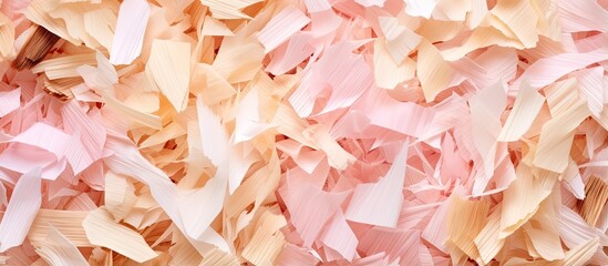 Background of wood shavings isolated pastel background Copy space