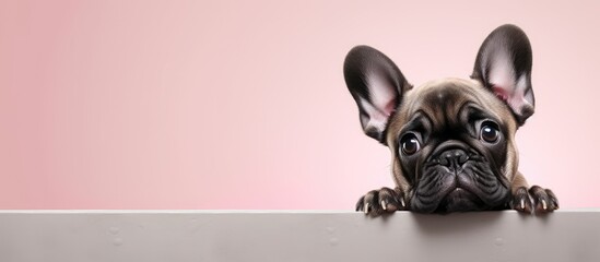 bulldog from France isolated pastel background Copy space