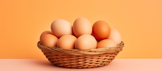 eggs in a container isolated pastel background Copy space
