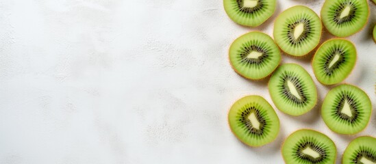 Kiwi slices on a isolated pastel background Copy space