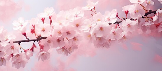 Obraz na płótnie Canvas Gorgeous sakura bloom during spring isolated pastel background Copy space