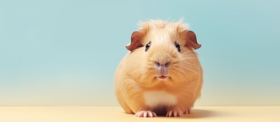 Funny guinea pig photographed on a isolated pastel background Copy space