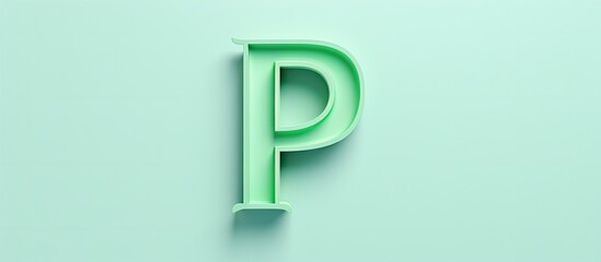 Green 3d foam letter P on a isolated pastel background Copy space