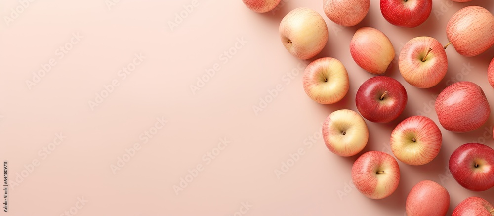 Canvas Prints apple slices on a isolated pastel background copy space - Canvas Prints