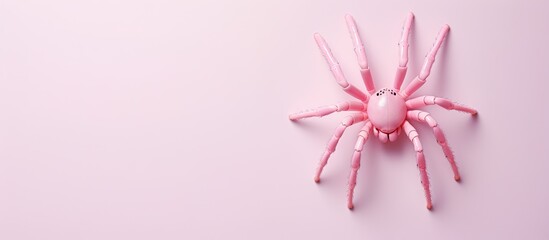 High quality photo of rubber spider toy on a isolated pastel background Copy space