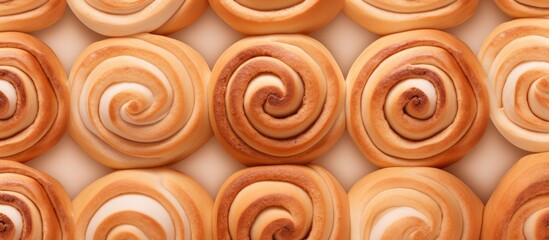 Fresh Homemade Cinnamon Rolls made with love isolated pastel background Copy space